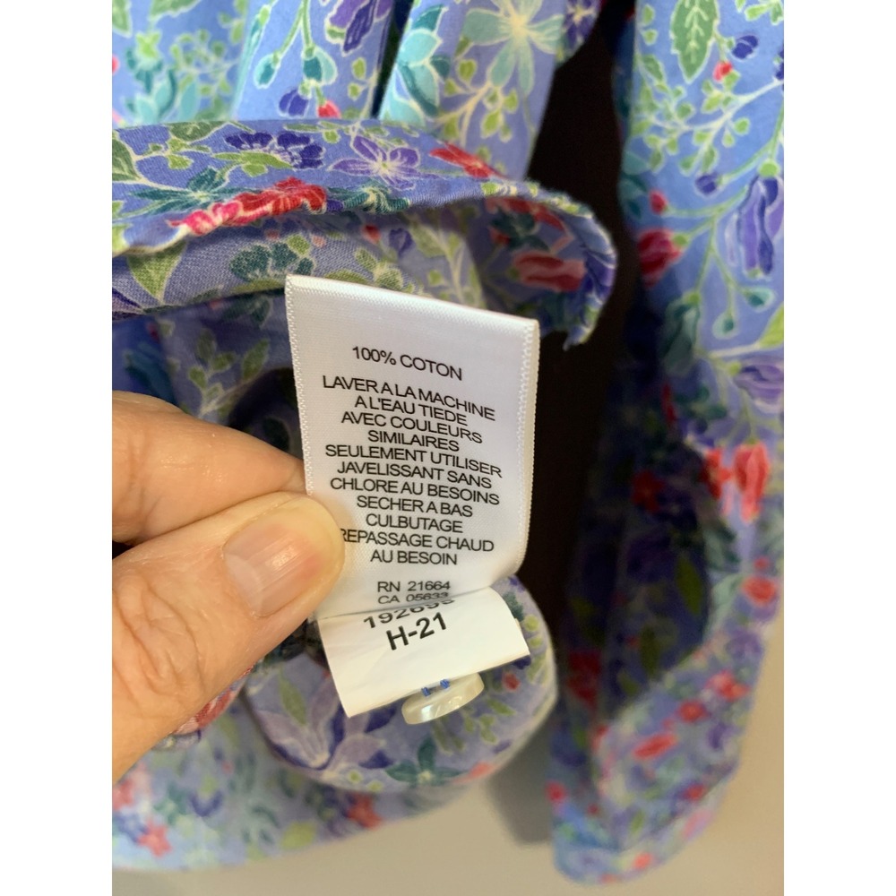 FOXCROFT for APPLESEED'S Button Up Shirt Floral Long Sleeve Wrinkle Free Size 16 - Picture 11 of 11